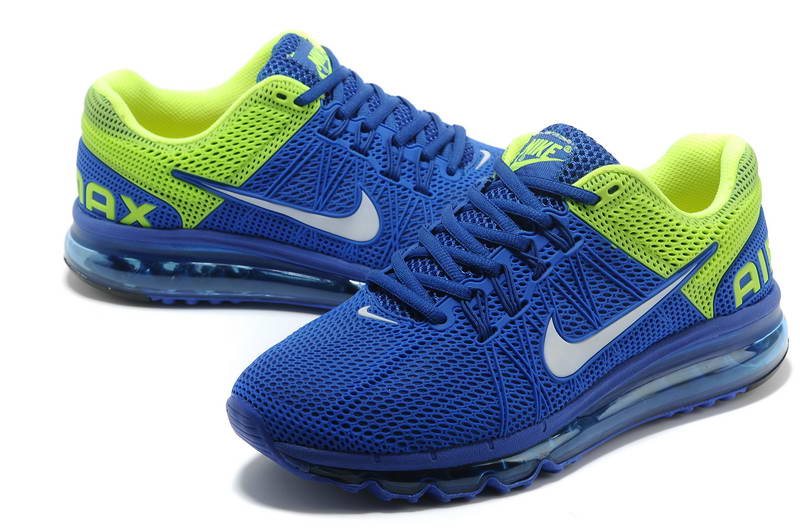 Nike Air Max 2013 Chaussures Hommes KPU bleue fluorescente verte (2)